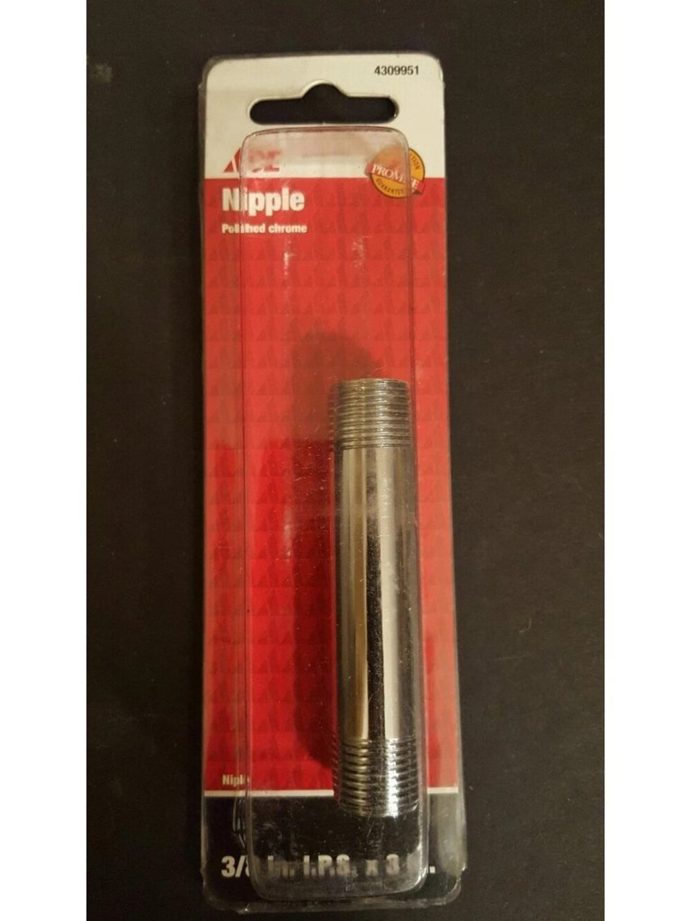 Ace Polished Chrome Nipple 4309951 3/8in. x 3in.